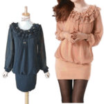 【クーポンで30％OFF】【3点よりどり1万円対象】背面リボンがかわいいレースフリルシフォンチュニック